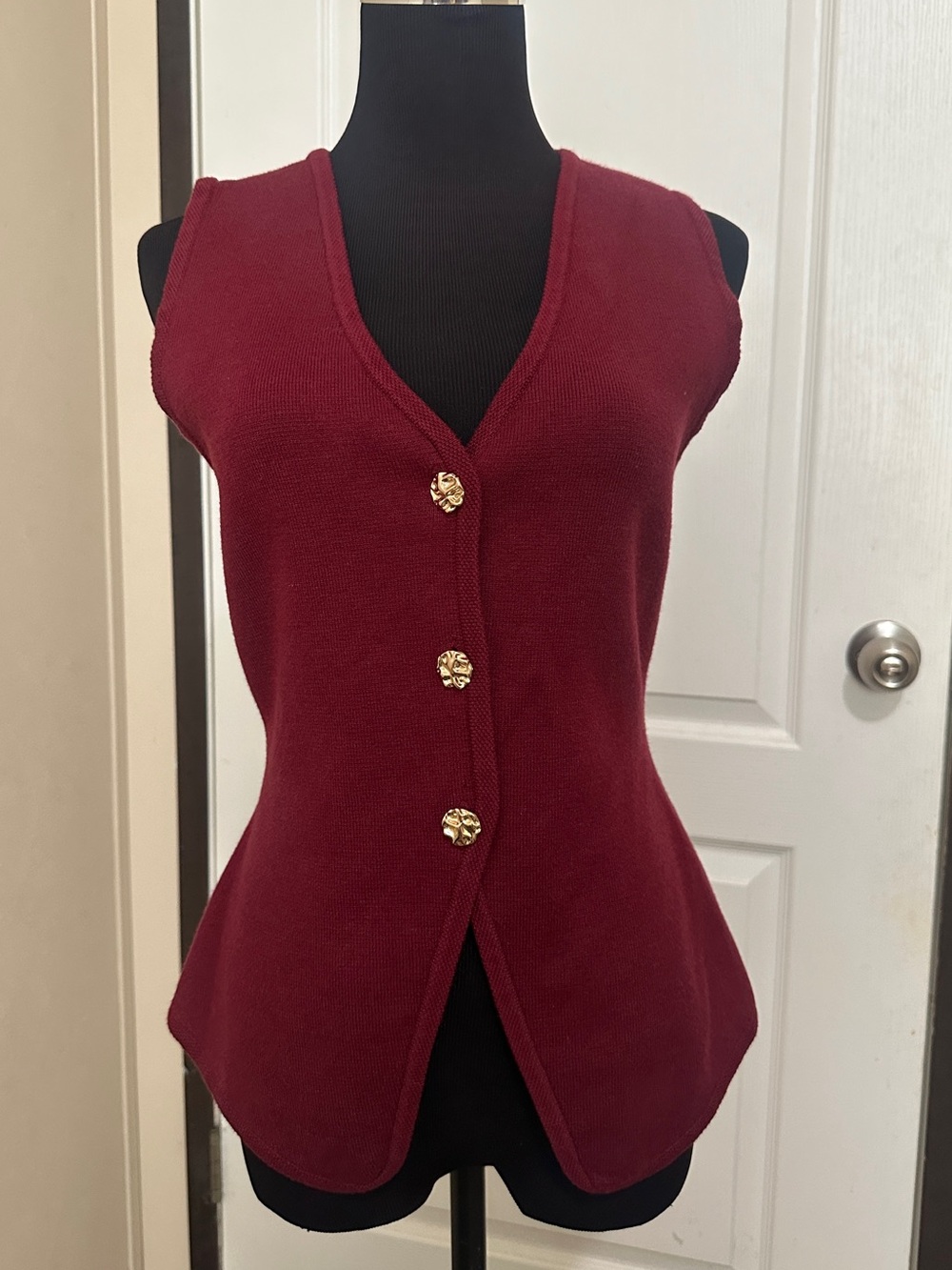 Emerson Lang Classic Knit Top with Gold Buttons